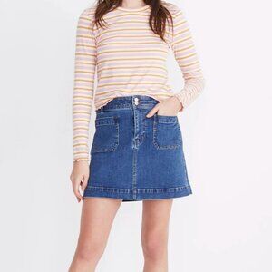EUC Madewell Stretch Denim A-Line High Rise Mini Skirt Size 6